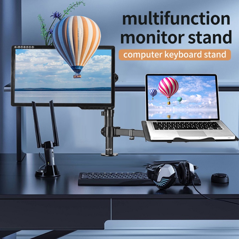 ขาตั้งจอคอม ขาตั้งโน๊ตบุ๊ค ขาตั้งจอคอมพิวเตอร์ Monitor+Laptop Stand 17-32นิ้ว 2-9kg ขาตั้งโน๊ตบุ๊ค แขนอะลูมิเนียมคู่