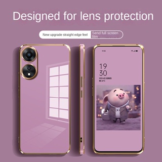 เคสโทรศัพท์มือถือ ซิลิโคนนิ่ม ขอบตรง กันกระแทก หรูหรา สําหรับ OPPO Reno 8T 8Z 8 Pro 5G reno8T 5G