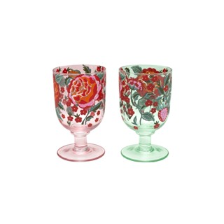 Cath Kidston  Set of 2 Goblets Strawberry Garden  Cream/Pink