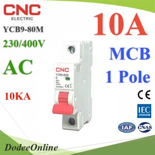 MCB-1P-10A-CNC MCB AC 10A 1Pole เบรกเกอร์ไฟฟ้า ตัดวงจรไฟฟ้า กระแสเกินพิกัด DD