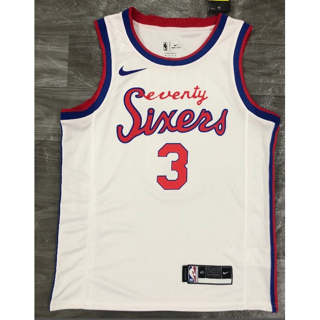 เสื้อ NBA Philadelphia 76ers ลาย 3# IVERSON สีขาว คอรอบ สำหรับคนชอบแฟชันบาสเก็ตบอล