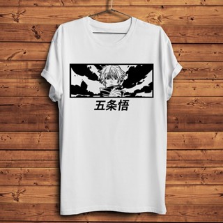 เสื้อยืดแขนสั้นลําลอง พิมพ์ลายอนิเมะ Gojo Satoru Jujutsu Kaisen สีขาว สไตล์สตรีท สําหรับผู้ชาย และผู้หญิง_02