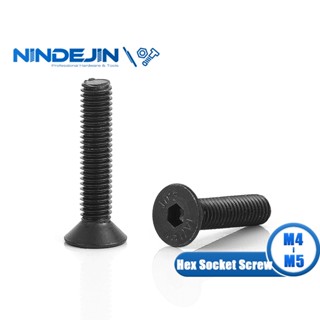 NINDEJIN สกรูซ็อกเก็ตหกเหลี่ยม M4 M5 Hex Socket Bolts Machine Screw DIN7991 20 / 55 ชิ้น