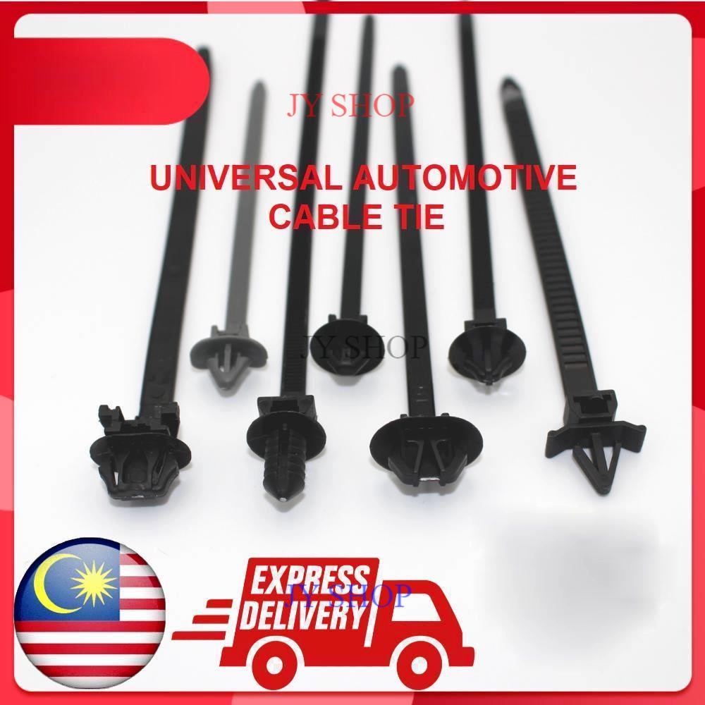 Cable Tie สายไฟรถยนต์ Push Mount สีดํารถ Zip Wire Wrap ยึด Bundled Rivets สายรัด Wayar Kereta