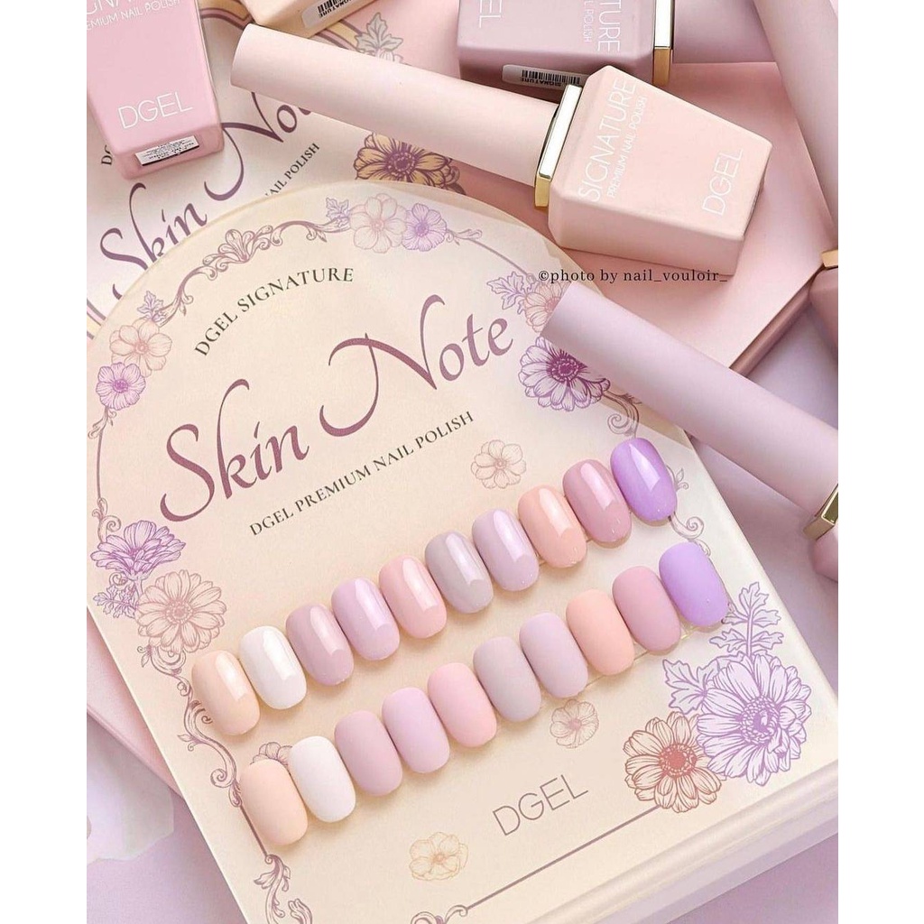 เซตสีเจล 'Skin Note'collection 10 สี สไตล์หวาน พร้อมชาร์ตเปล่าและแท่นทาสี DGel Signature Korea ของแท้นำเข้าจากเกาหลี🇰🇷
