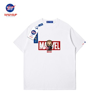 เสื้อยืดแขนสั้นพิมพ์ลาย Nasa Co Branded Us Captain Marvel Marvel 10th แฟชั่นสตรี_04