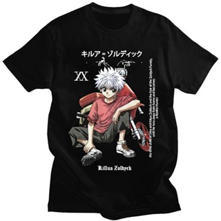 เสื้อยืดคอกลม พิมพ์ลายการ์ตูนอนิเมะ Kawaii Hunter X Hunter Killua Zoldyck ขนาดใหญ่ สําหรับผู้ชาย และผู้หญิง_02