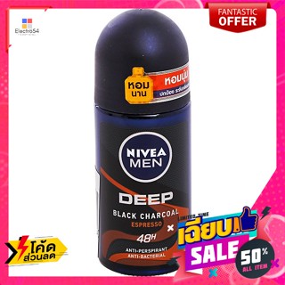 Nivea(นีเวีย) นีเวีย เมน ดีพ แบล็ค ชาร์โคล เอสเพรสโซ่ โรลออน 50 มล. Nivea Men Deep Black Charcoal Espresso Roll On 50 ml