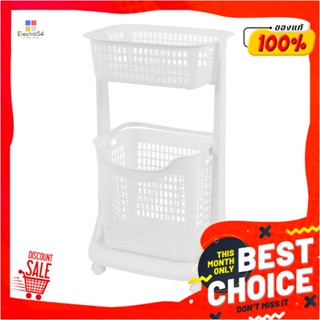 LAUNDRY ตะกร้าผ้าเหลี่ยมมีล้อ2 ชั้น API 1020 ขาวLAUNDRY BASKET API 1020 WHITE