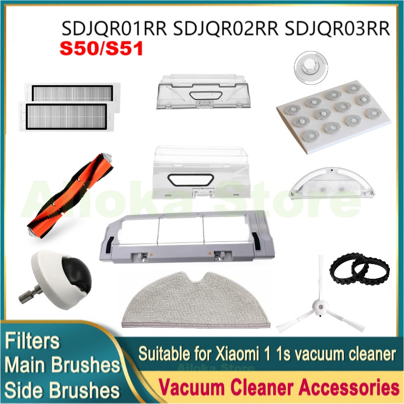 (Ready Stock)[Accessories]Xiaomi Mi Robot Vacuum 1/1S/S50/S51 Cleaner Mijia SDJQR01RR SDJQR02RR SDJQR03RR Spare Parts of Main Brush Side Brush Hepa Filter Mop Cloth ราคา ถูกที่สุด ดีลบีเคเค