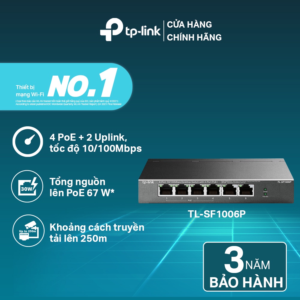 TP-Link TL-SF1006P 6-Port 10/100Mbps Desktop Switch พร้อม 4 พอร์ต PoE