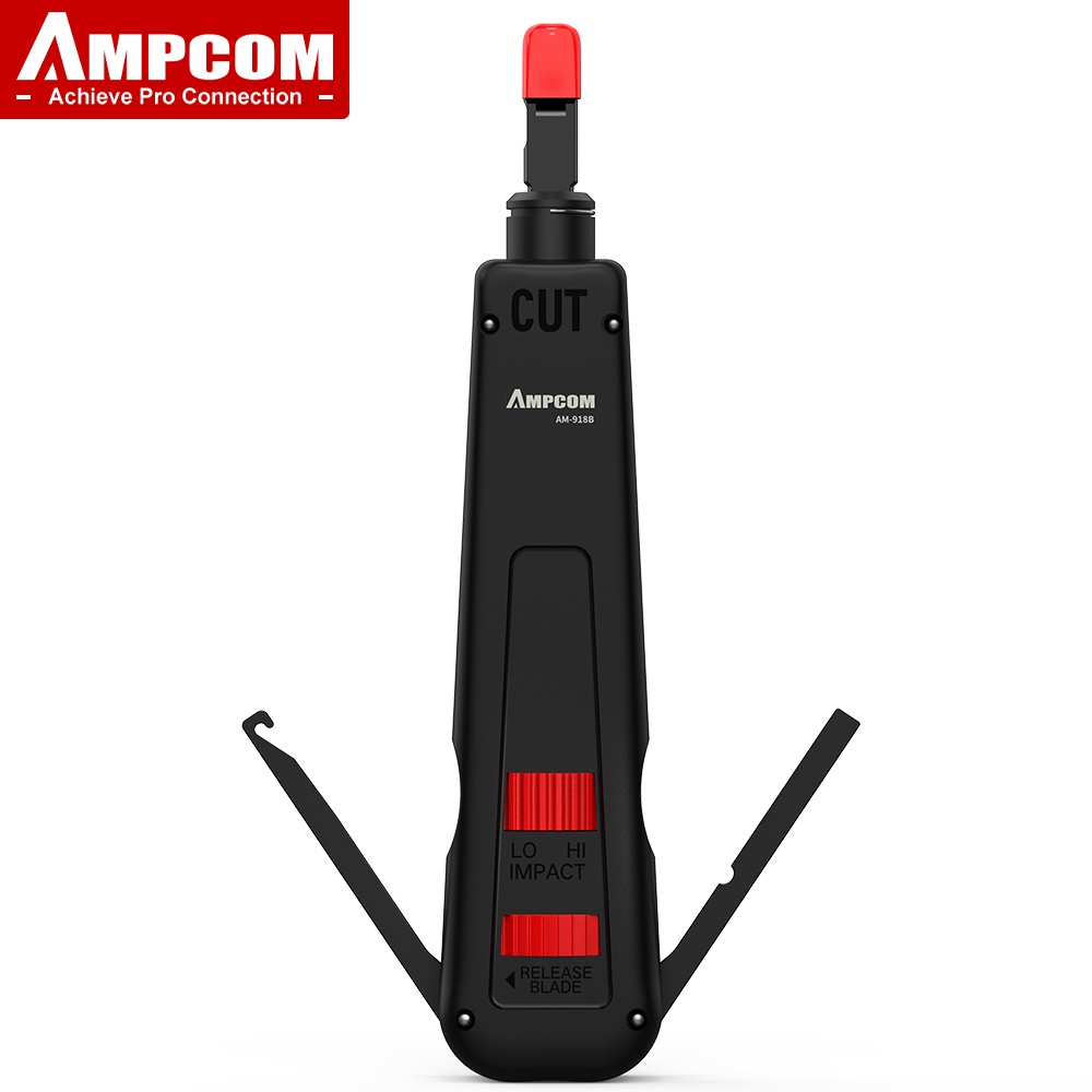 AMPCOM เครื่องหมุน Punch Down, 110 ประเภทเครื่องมือแบบหลายฟังก์ชันสำหรับสายเคเบิลเคเบิลแบบหน้าแปลน