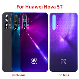 ใหม่ ฝาครอบแบตเตอรี่ด้านหลัง พร้อมเลนส์กล้อง แบบเปลี่ยน สําหรับ Huawei Nova 5T