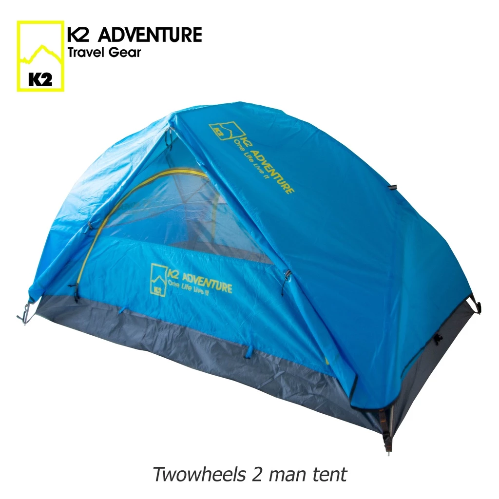 เต็นท์ K2 ADVENTURE รุ่น Twowheels สีฟ้า เต็นท์นอน 2 คน น้ำหนักเบา พับเก็บเล็ก กันฝนกันลม เสาอลู