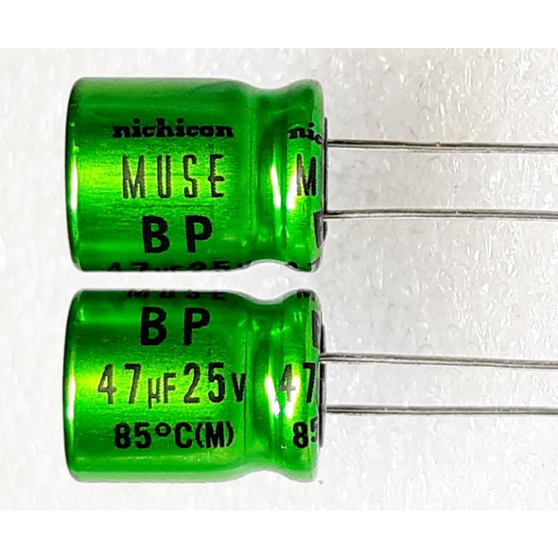 Nichicon MUSE ES BP 47uf 25v Bipolar Capacitor bipolar bp คาปาซิเตอร์ ตัวเก็บประจุ ไบโพลาร์ ไบโพล่า 