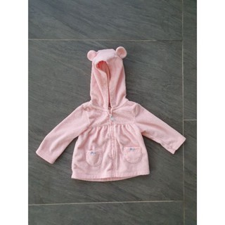 [มือสอง] เสื้อฮู้ดเด็กผู้หญิงสีชมพูมีหู ขนาด 9 เดือน Carter Girls Pink Hoodie with Bear Ears