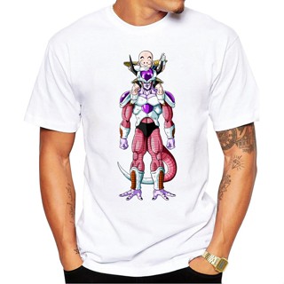 ใหม่ เสื้อยืดลําลอง คอกลม พิมพ์ลายการ์ตูนตลก Kuririn with Frieza แฟชั่นสําหรับผู้ชาย_04