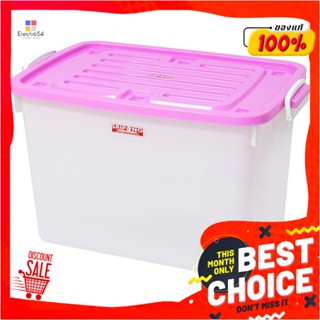 STORAGE กล่องเก็บของ มีล้อ ฝาล็อค STACKO 140 ลิตร ฝาสีชมพูSTORAGE BOX WITH WHEELS STACKO S-140 140L 50X80X47CM PINK