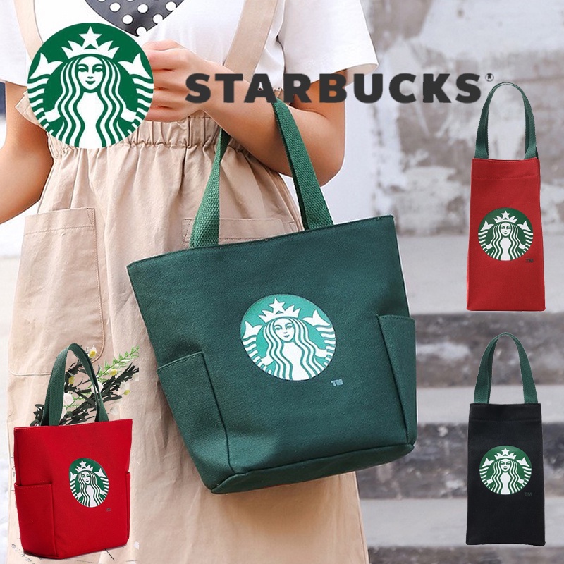 กระเป๋าผ้าสตาร์บัคส์ Tote Bag 2023กระเป๋าผ้ารักษ์โลก ธรรมชาติ แข็งแรง ทนทาน Starbucks Xmas Bags