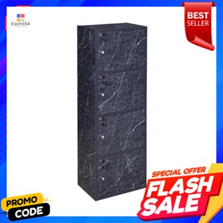 Cabinet ตู้ล็อกเกอร์ 4 ชั้น KASSA รุ่น ลายหินอ่อน สีดำLocker Cabinet 4 Tiers KASSA Model Marble Pattern Black