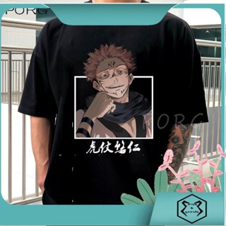 Jujutsu Kaisen Itadori Yuji เสื้อยืดลําลองสําหรับผู้ชายแขนสั้นคอกลมพิมพ์ลาย Oversized ทรงหลวม 2021_02