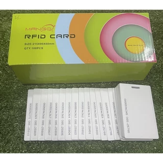 บัตรคีย์การ์ด เเบบหนา แบบเรียงเบอร์ ยี่ห้อ Mango ชนิด RF-ID Card 125 kz 100 ใบ