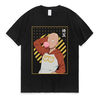 เสื้อยืดแขนสั้นลําลอง ผ้าฝ้ายแท้ พิมพ์ลายกราฟฟิคการ์ตูน One Punch Man Oppai Saitama สไตล์ญี่ปุ่น สําหรับผู้ชาย_09