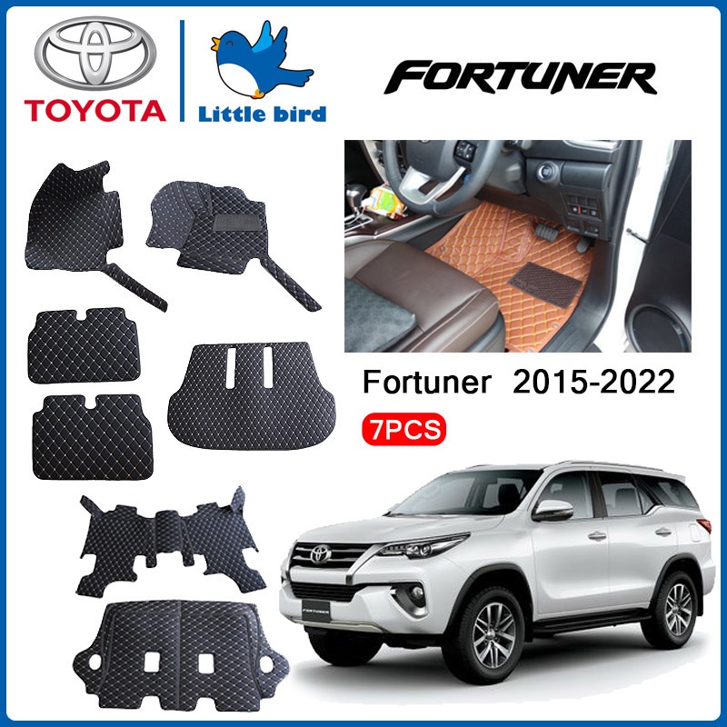 little bird พรมปูพื้นเข้ารูปรถยนต์ Toyota Fortuner ปี2015-2022( หนังแท้PVC 12สี )7PCS พรมปูพื้นรถยนต