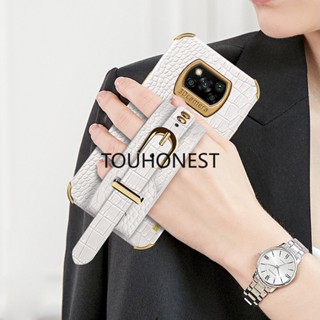 เคส Xiaomi 11T Pro เคส Xiaomi 12T Pro เคส Xiaomi Poco M4 Case Xiaomi Poco M5 Case Xiaomi Poco X3 NFC Case Xiaomi Mi 10 Lite Cover Luxury Shockproof Softcase Crocodile Pattern Leather Wrist Strap Phone Case โทรศัพท์มือถือ กันกระแทก ลายหนังจระเข้