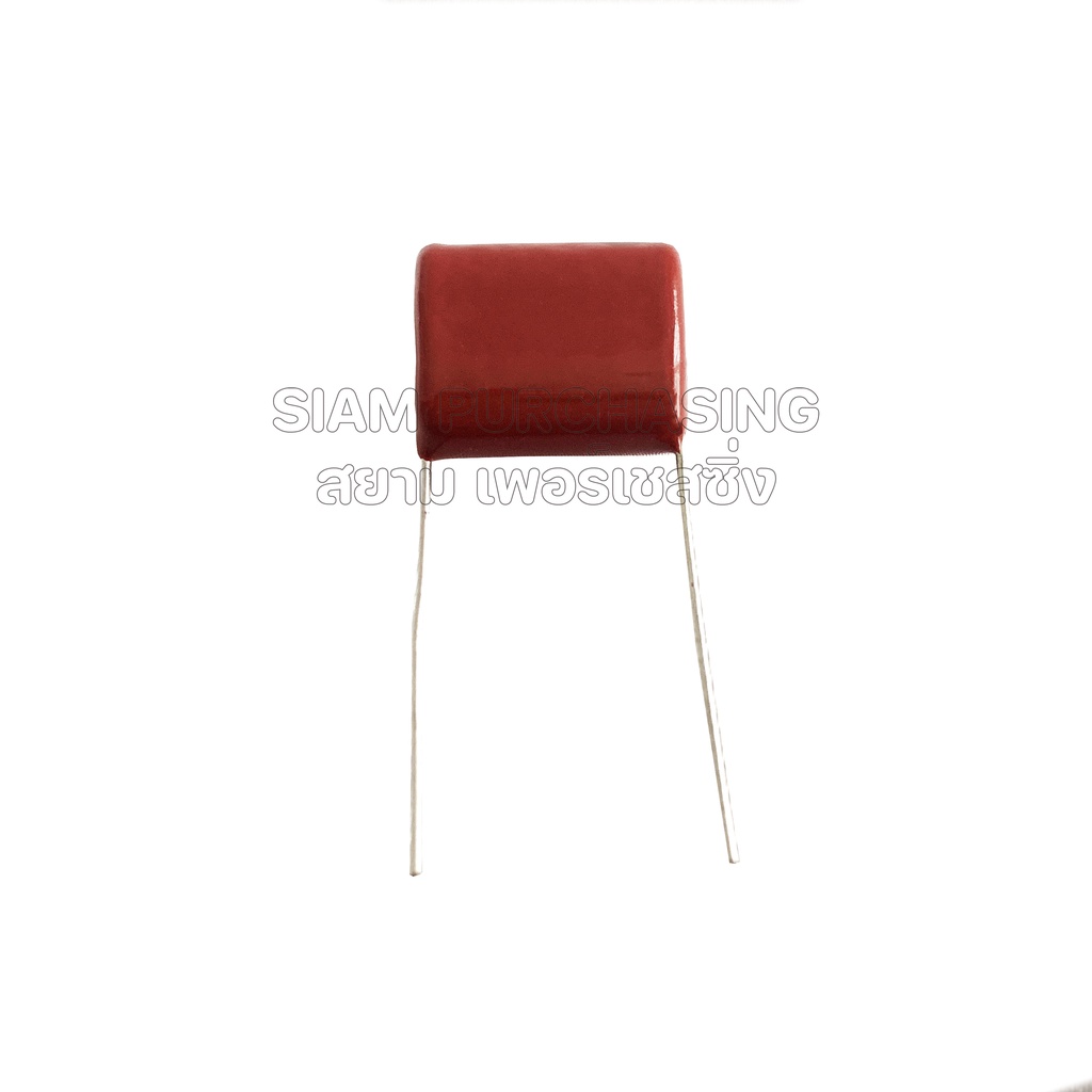 (จำนวน 5 ชิ้น) CBB22 105J 400V 1.0UF 400V P15MM. SIZE 16.5X13X7.2MM. สีแดง