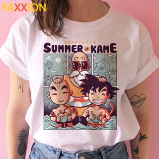 เสื้อยืดผ้าฝ้ายพิมพ์ลาย เสื้อยืด พิมพ์ลายการ์ตูน Dragon Ball Z Super Saiyan สไตล์ฮิปฮอป สําหรับผู้หญิง ชุดลำลอง_04