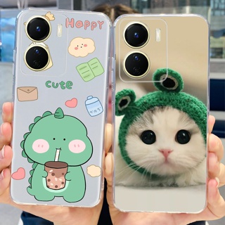 เคสโทรศัพท์ซิลิโคน TPU แบบนิ่ม ลายไดโนเสาร์ และแมวน่ารัก สําหรับ Vivo Y16 2022 Y16 Y 16 4G V2204 V2214