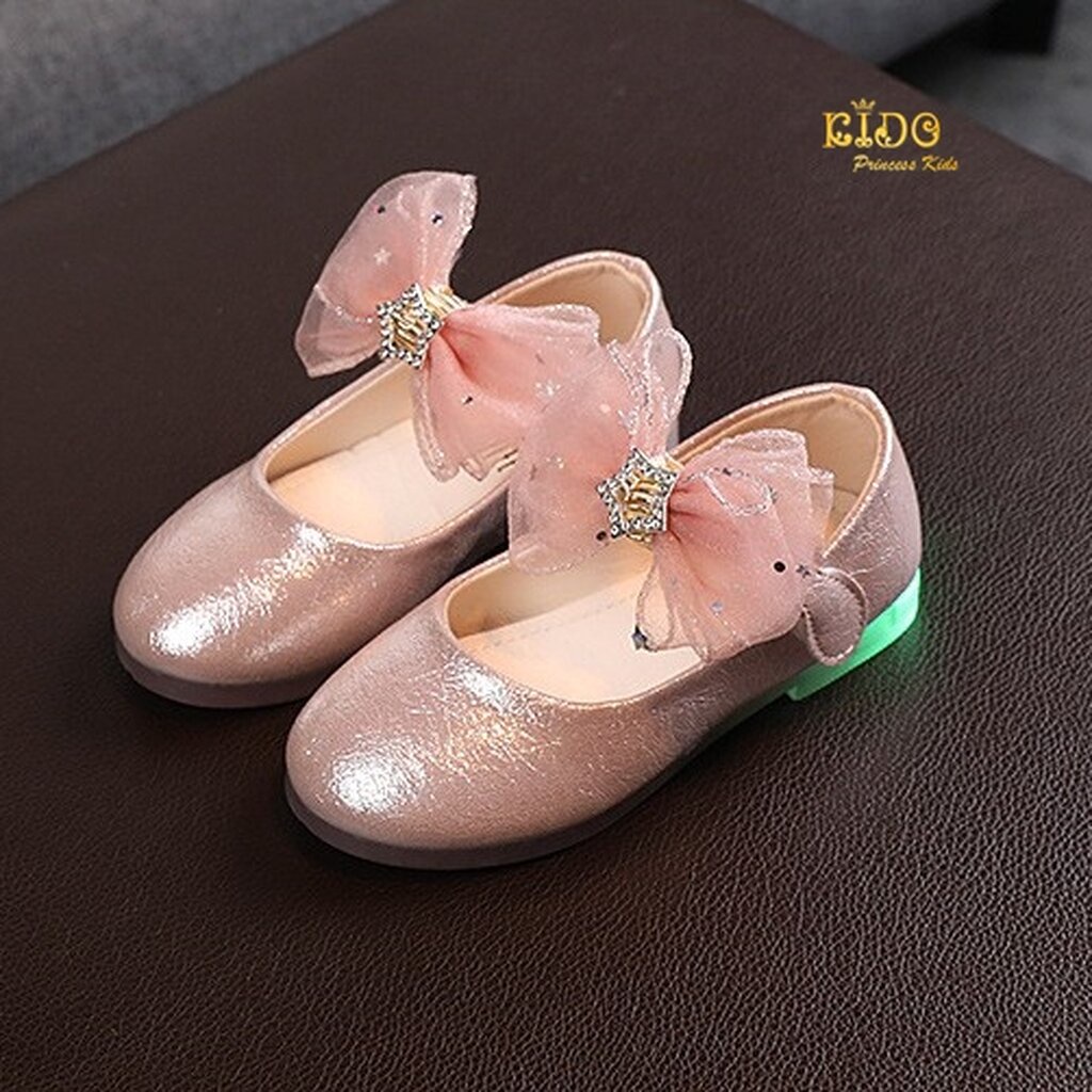 รองเท้าเด็กต้องเผื่อ1เซนจากเท้าน้อง(หน้าร้านอยู่รัชดา ลองได้)H108สีชมพู หน้าโบว์