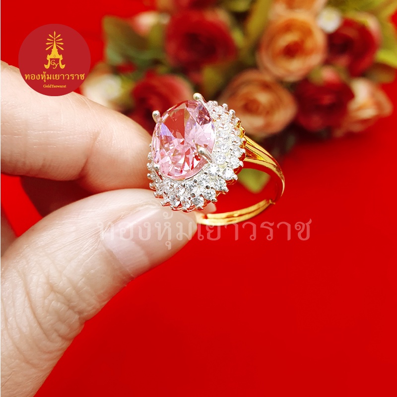 แหวนทองฝังพลอย ฟรีไซส์ สีมรกต โกเมน ทับทิม เสริมบารมี ใส่ในชีวิตประจำวันได้ แหวนพลอย แหวนทอง ชุบทอง งานสวย เรียบหรู