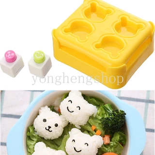 แม่พิมพ์ข้าวปั้น ข้าวปั้น ซูชิ รูปหมีน่ารัก ขนาดเล็ก DIY สําหรับเด็ก 3 ชิ้น ต่อชุด