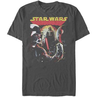 เสื้อยืดคอวีผู้ชาย STAR WARS Mens Vader Retro Fist T-Shirt t shirt men cotton_04