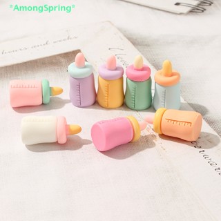 Amongspring&gt; โมเดลขวดนมจิ๋ว สีมาการอง สําหรับตกแต่งบ้านตุ๊กตา 1:12 DIY 10 ชิ้น