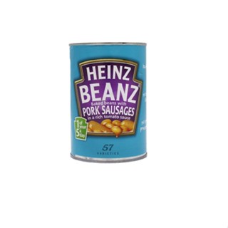 Heinz Baked Beans &amp; Pork Sausages 415g ไฮนซ์ เบคบีน ถั่วซอส ถั่วอบ ถั่วกระป๋อง