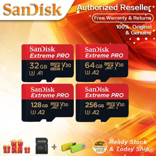 การ์ดหน่วยความจํา SanDisk Extreme Pro Micro SD 256GB 128GB 64GB SDXC A2 V30 32GB TF สําหรับกล้อง 4K UHD