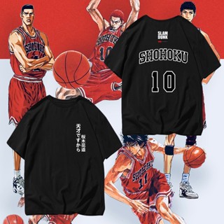 เสื้อยืดแขนสั้น ผ้าฝ้ายแท้ พิมพ์ลายอนิเมะ Slam Dunk Xiangbei Wuhu Rukawa Kaede Mitsui Shou ขนาดใหญ่ สไตล์ญี่ปุ่น สําหรับผู้ชาย