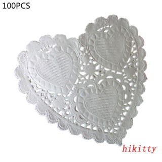 Hik แผ่นรองแก้ว กระดาษรองแก้ว รูปหัวใจ สีขาว 4 นิ้ว 10 ซม. 100 ชิ้น ต่อชุด