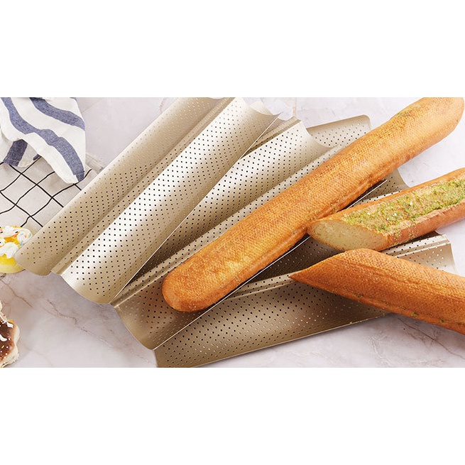 French Baguettes French Loaf non-stick Baking Tray Wave Toast Box Baguette Mold 法式长模具 Loyang โรตี