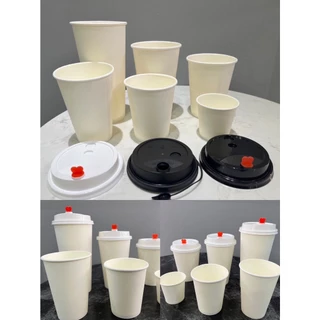 【1000ใบ/ลัง】แก้วกระดาษเย็นชั้นเดียว 8oz,12oz 14oz 16oz 22oz ฝาปิดแก้วขนาด 80mm.,90mm. กระดาษ1ชั้น
