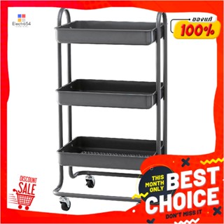 3 ชั้นวางของ 3 ชั้น มีล้อ STACKO ST25346 46x39.5x87 ซม. สีเทา3 TIER SHELVES WITH WHEELS STACKO ST25346 46X39.5X87CM GREY