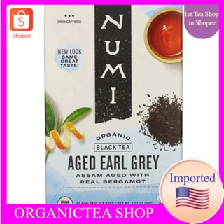 Numi Tea, Organic Black Tea, Aged Earl Grey, 18 Tea Bags, ชาดำ💚พร้อมส่ง💜