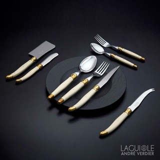 [Made in France] ANDRE VERDIER Cutleries Café Brunch Laguiole Handmade Ivory Black Color