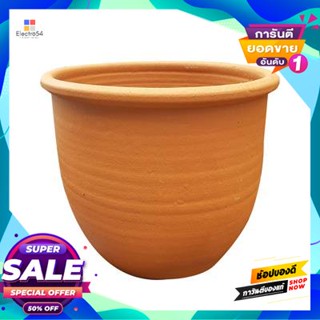 Earthenware กระถางดินเผาป่องปากกลม BOONTHAM ขนาด 6 นิ้ว สีส้ม Earthenware pot BOONTHAM size 6 inch orange