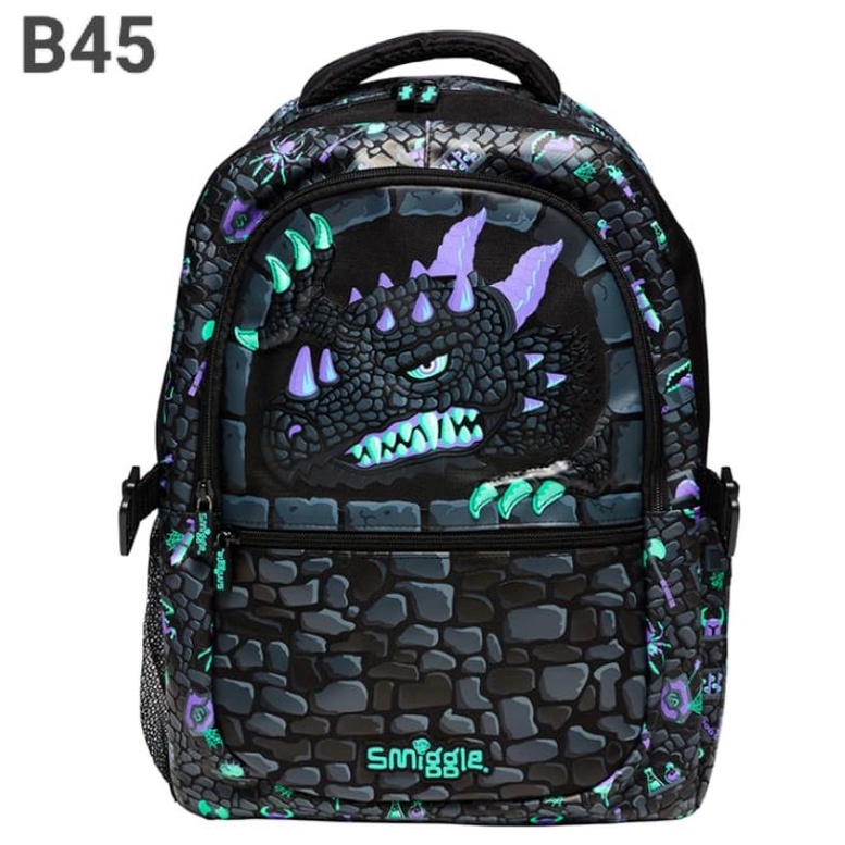 Smiggle SD Tas/Smiggle Dino Black Tas/Dino Tas/Elementary School Children 's Backpack (B45
