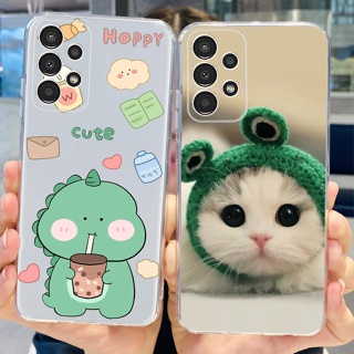 เคสโทรศัพท์มือถือ ซิลิโคนนิ่ม TPU ลายไดโนเสาร์ แมวน่ารัก สําหรับ Samsung Galaxy A32 4G SM-A325F A32 5G SM-A326B A32 A 32