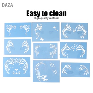  DAZA 9pcs ภาพวาดใบหน้าชุดแม่แบบลายฉลุสีล้างทำความสะอาดได้สำหรับฮาโลวีนปาร์ตี้วันหยุดคอสเพลย์